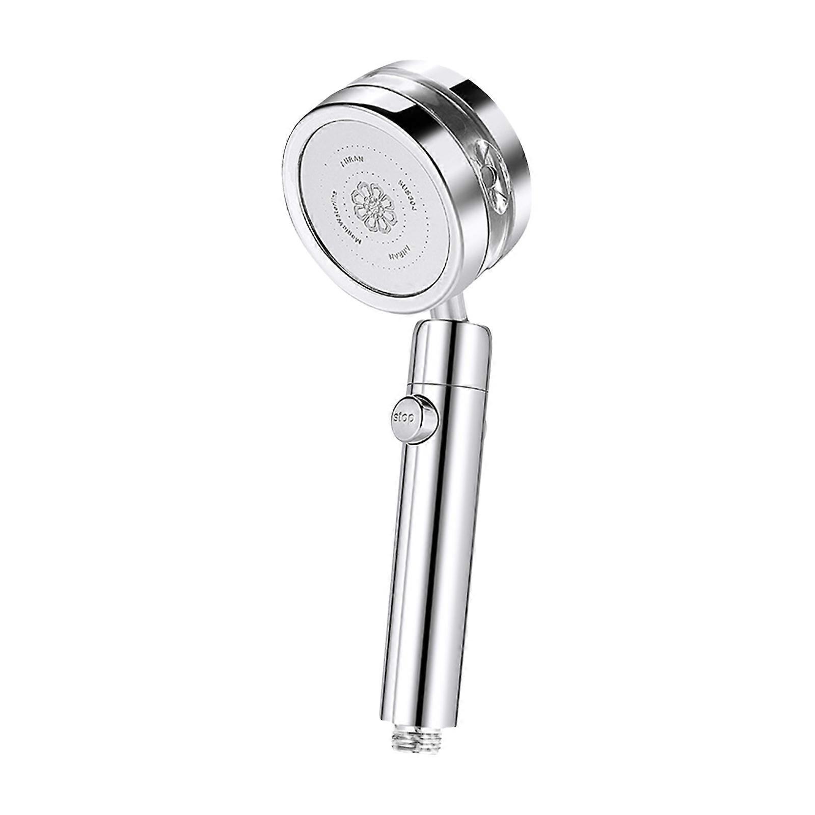 High Pressure Handheld Shower Head with 1.5m Hose Bracket Turbo Fan ON/Off Pause Switch Water Saving Showerhead G1/2 Rotating Bathroom Shower Head