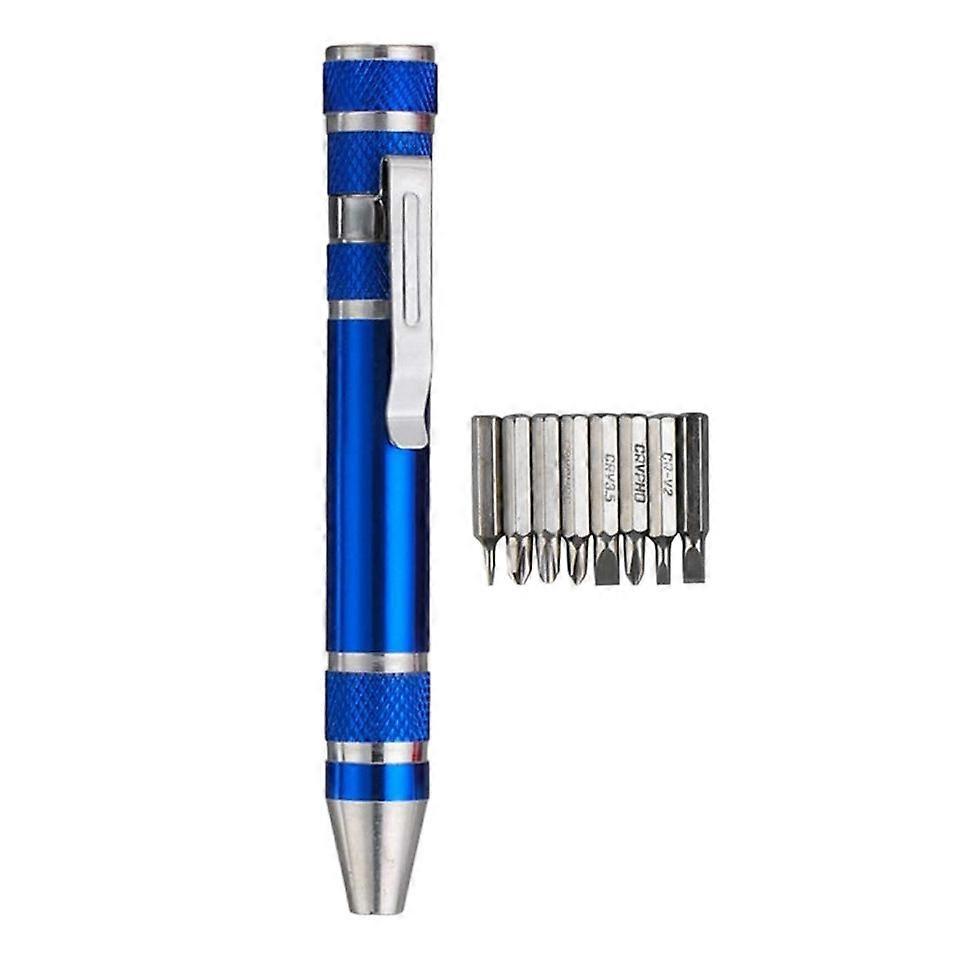 9 Pcs Multifunction Mini Screwdriver Set 8 in 1 Durable Gadgets Repair Aluminum Pen Handle Slotted