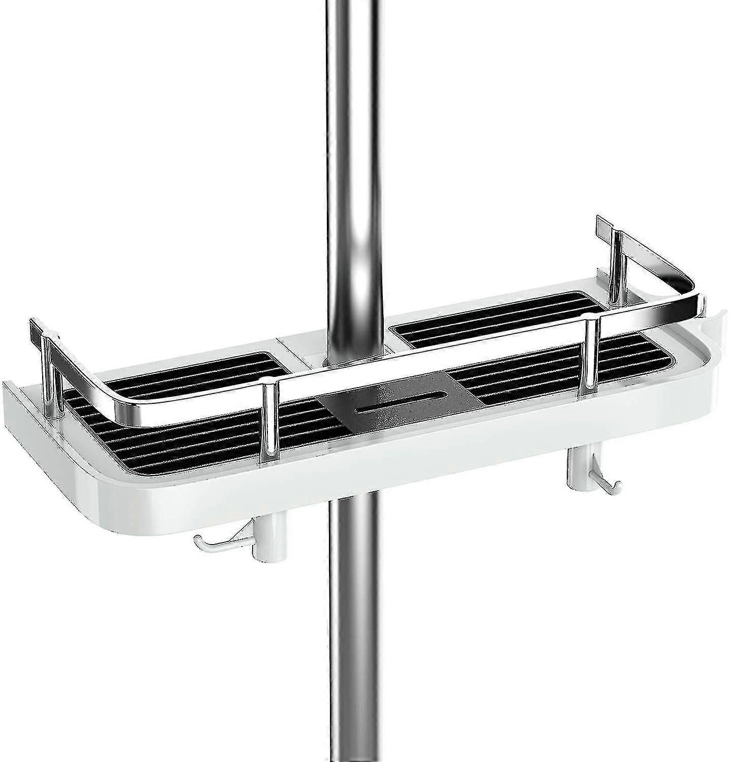 Shower Shelf Without Drilling Adjustable Shower Shelf For The Shower Rod Bathroom Storage With Shower Holder Shelf With 2 Small Hooks--
