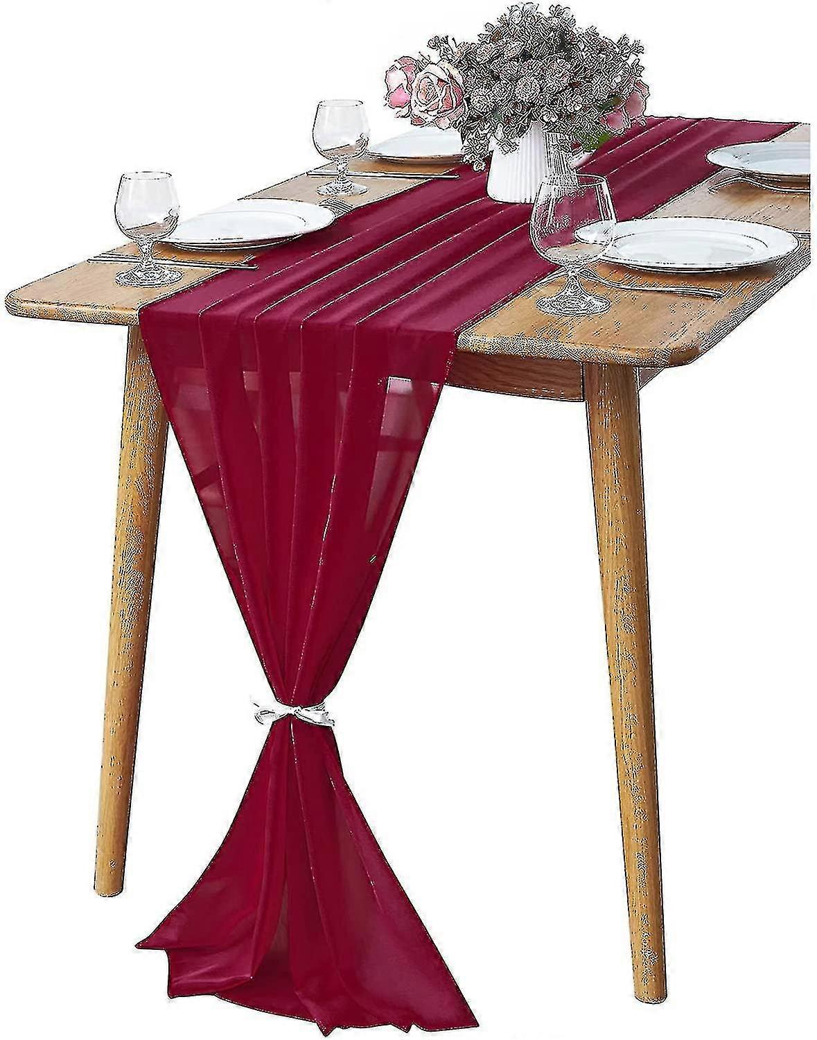 1pc Wine Red Chiffon Doily Transparent