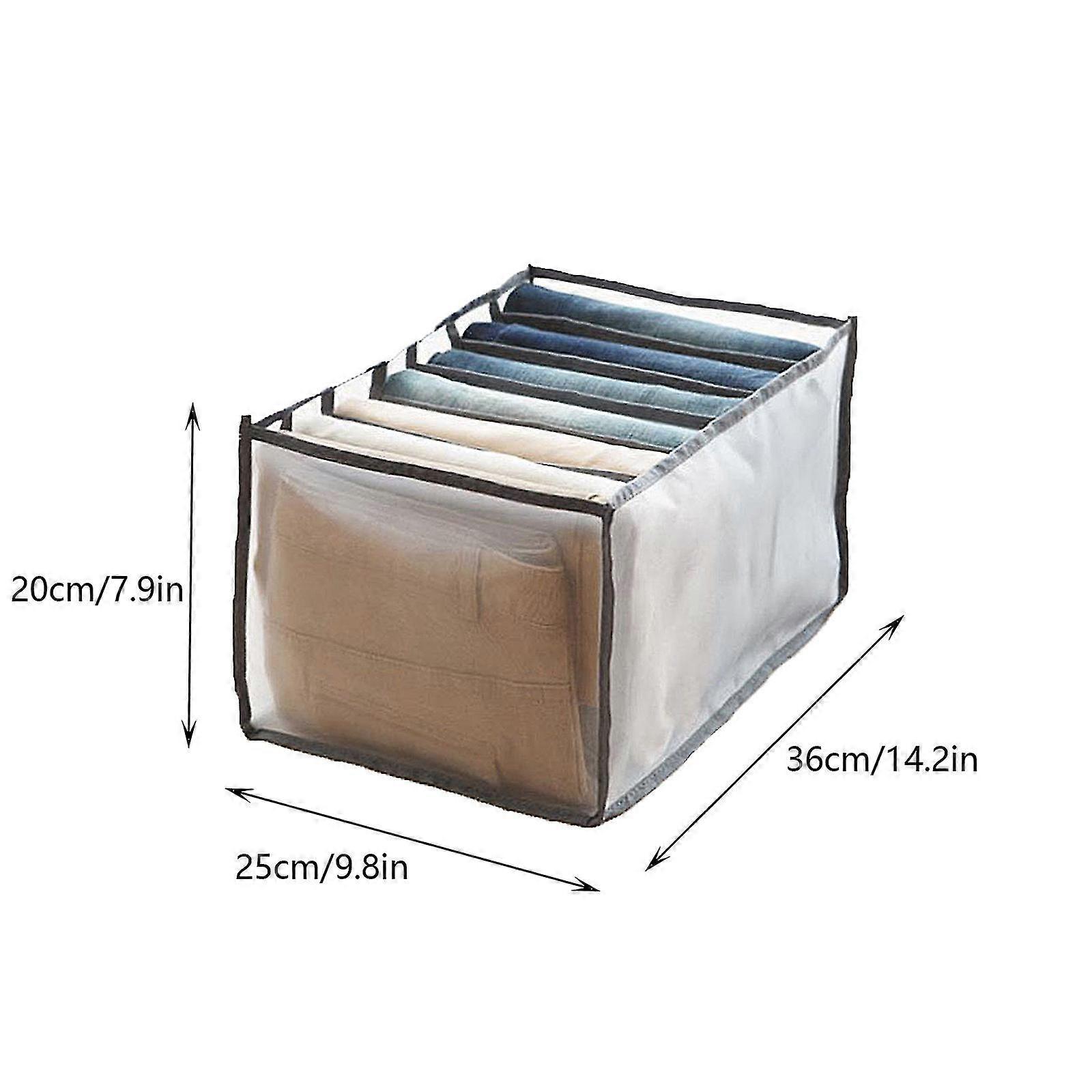 2pc 7 Grids Washable Wardrobe Clothes Organizer,jeans Compartment Storage Box 36*25*20