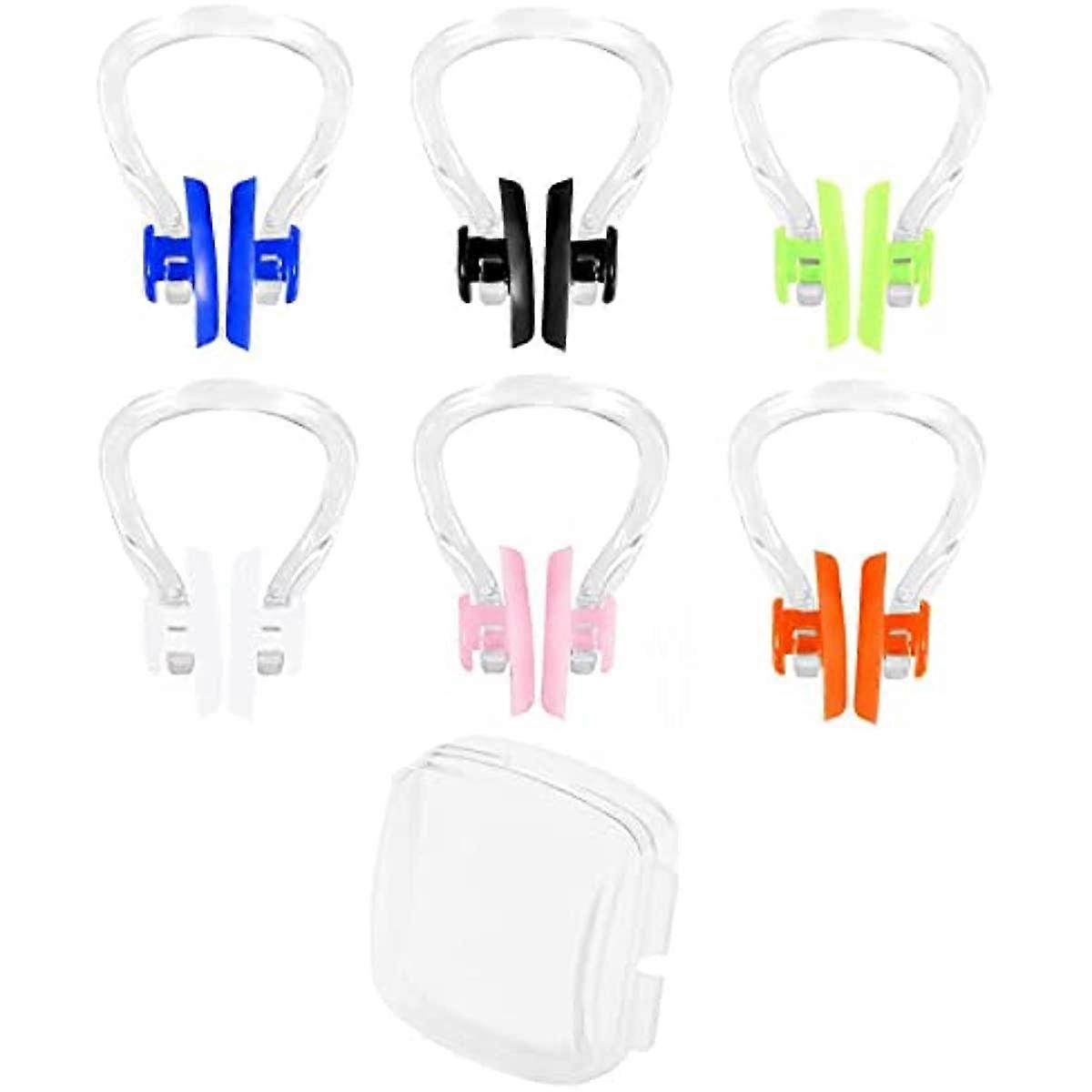 Nose Clips Swimming 6 Pcs Silicone Swim Nose Protector Plugs with Case for Adults & Beginners