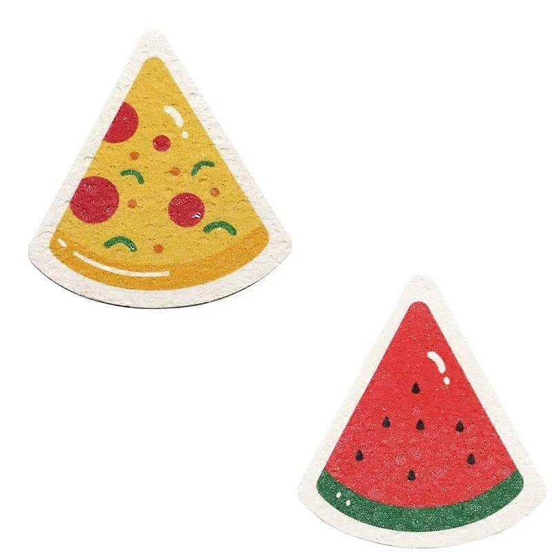 2pcs Cartoon Fruit Pattern Dishwashing Kitchen Cleaning Sponge Compressed Solid Sponge for Wood