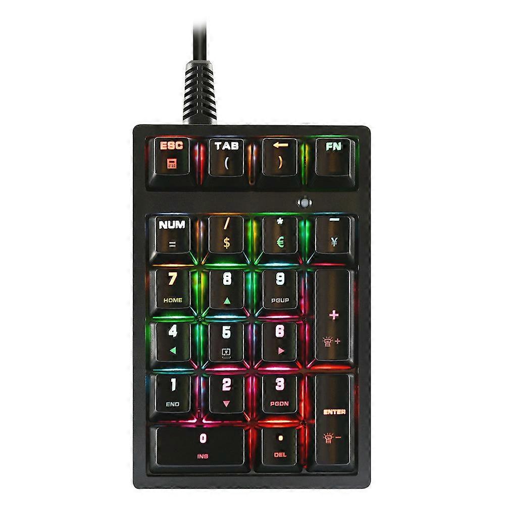 Mechanical Numeric Keyboard USB Wired 21-Key Mini Numeric Keypad RGB Backlight