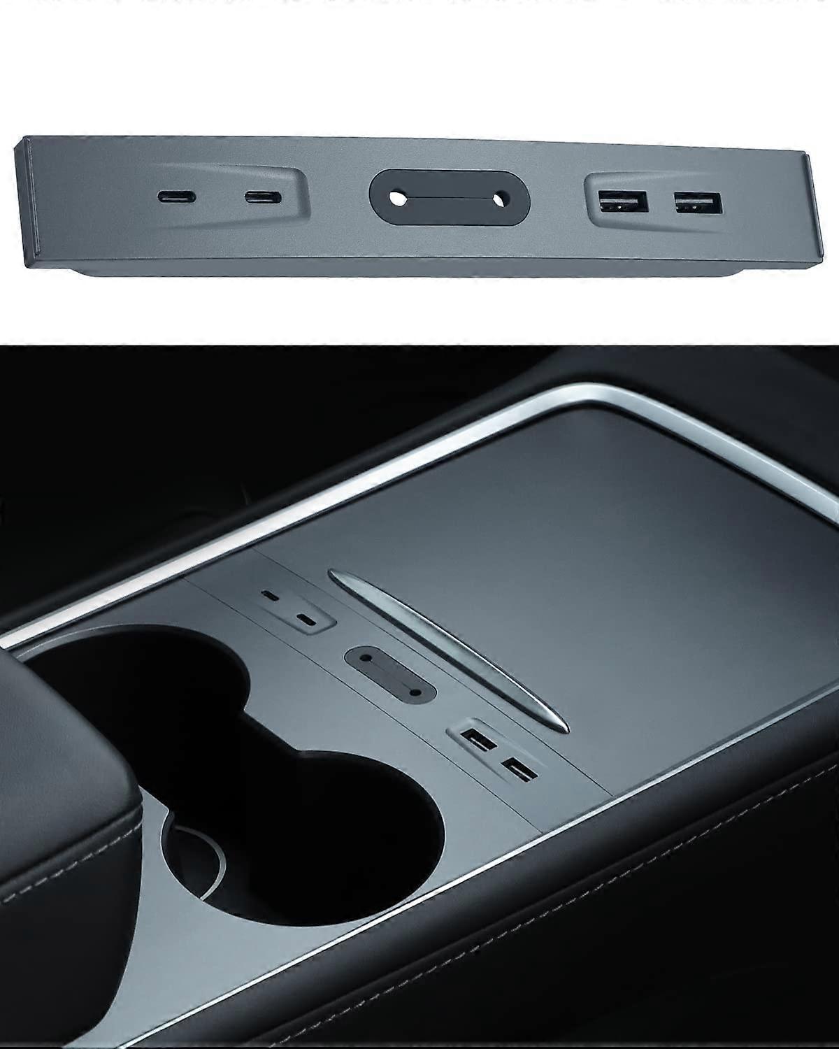 Wieloportowa ładowarka samochodowa do Tesla Model 3/Y (2021-2023), stacja dokująca USB Hub w konsoli środkowej w 100% kompatybilna z Tesla Model 3/Y, akcesoria Tesla f