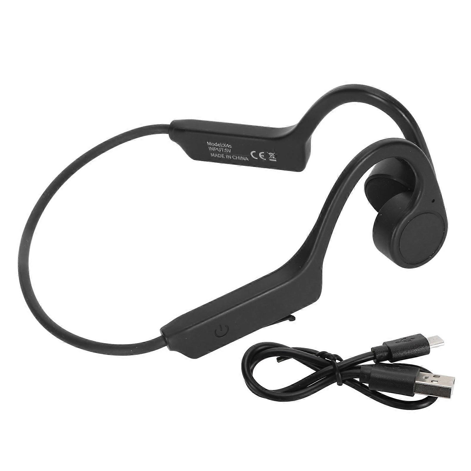 Bone Conduction Headphone Bluetooth 5.0 IP56 Waterproof Built in Mic Wireless Open Ear Headset for Running Hiking Black YEMMA