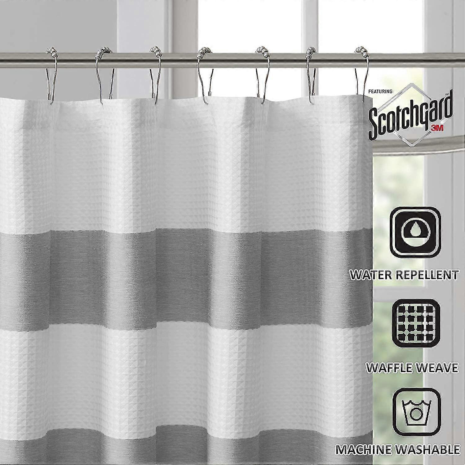 Madison Park Spa Waffle Shower Curtain Pieced Solid Microfiber Fabric