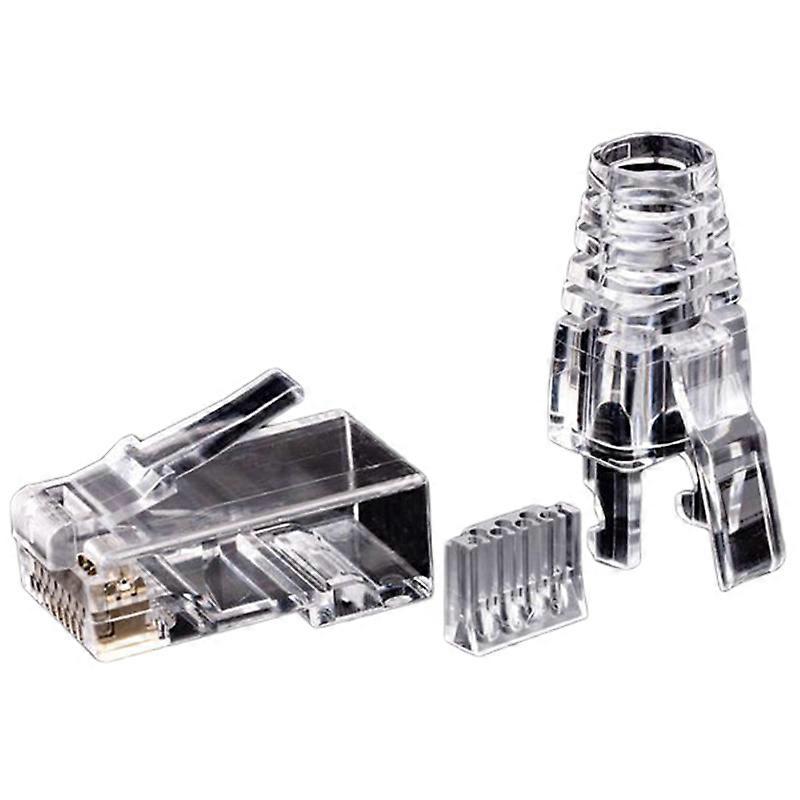 50Pcs Cat6 RJ45 Connector UTP Cable Ethernet 8P8C Network 6 Modular Plugs with 6.5mm RJ45 Caps
