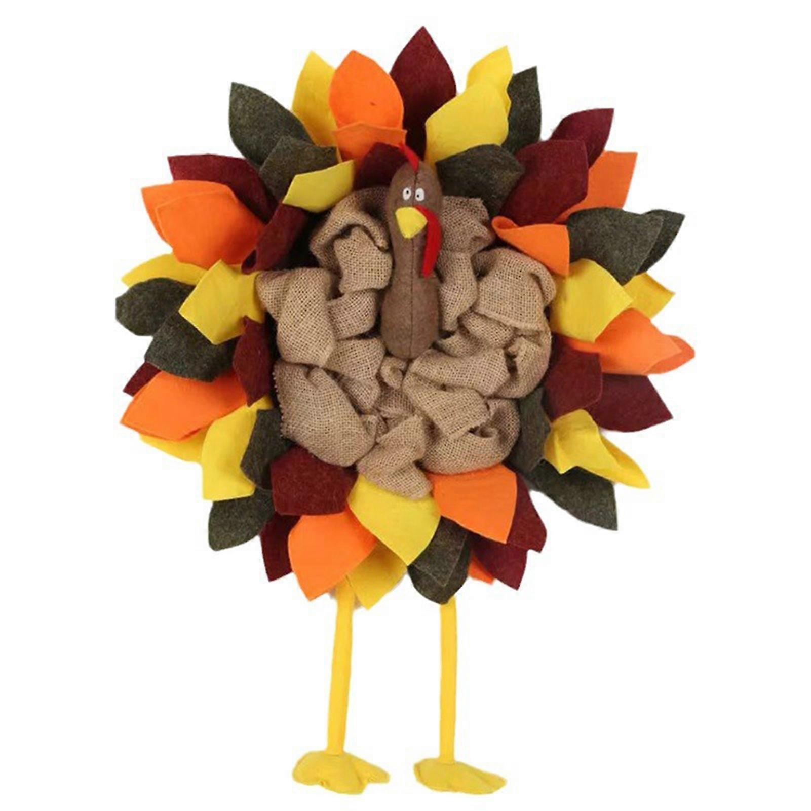 Thanksgiving Turkey Door Decoration – Gobble Gobble Sign & Fall Turkey Wreath – Harvest Season Front Door Hanger for Thanksgiving Home Décor