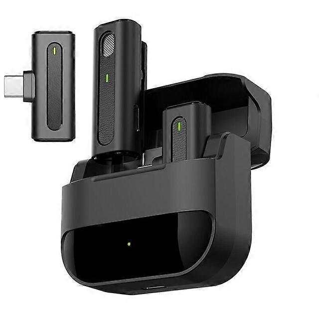 Wireless Microphone Lavalier Mic Noise Reduction Live Interview Mobile Phone Recording for iPhone Type C Charging Box