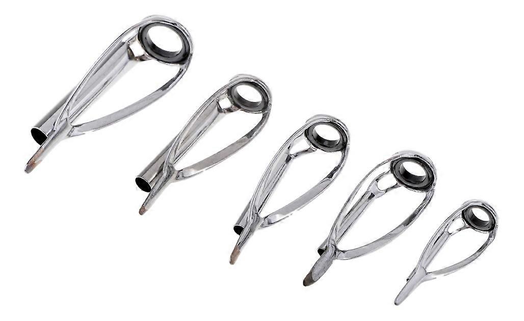 نصائح دليل قضيب الصيد ، حلقة علوية مضادة للتشابك حلقة دليل الفولاذ المقاوم للصدأ حلقة دليل قضيب الطريق حلقة دليل عيون الدليل (اللون: فضي) (10 قطع)