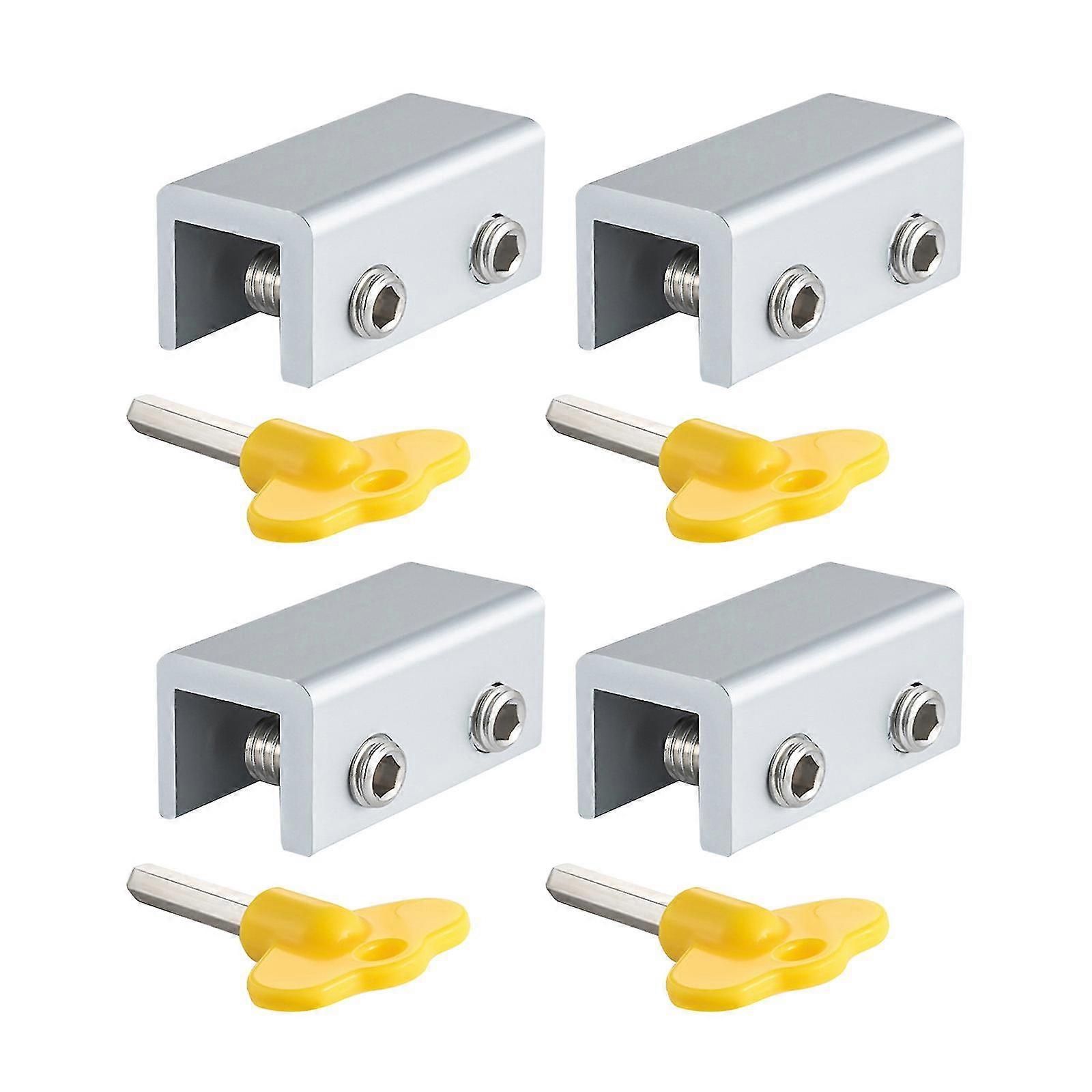 4pcs Sliding Move Window Safety Lock Adjustable Security Locks With For Key For