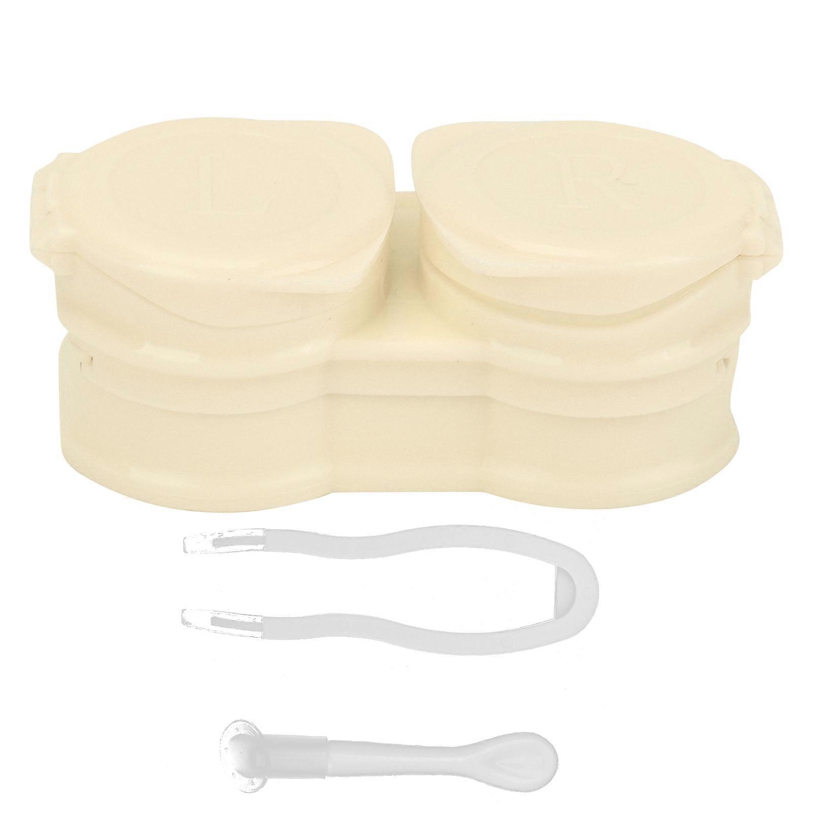 Contact Lens Case Portable Dustproof Contact Lens Storage Kit with Tweezers Stick Remover ToolBeige