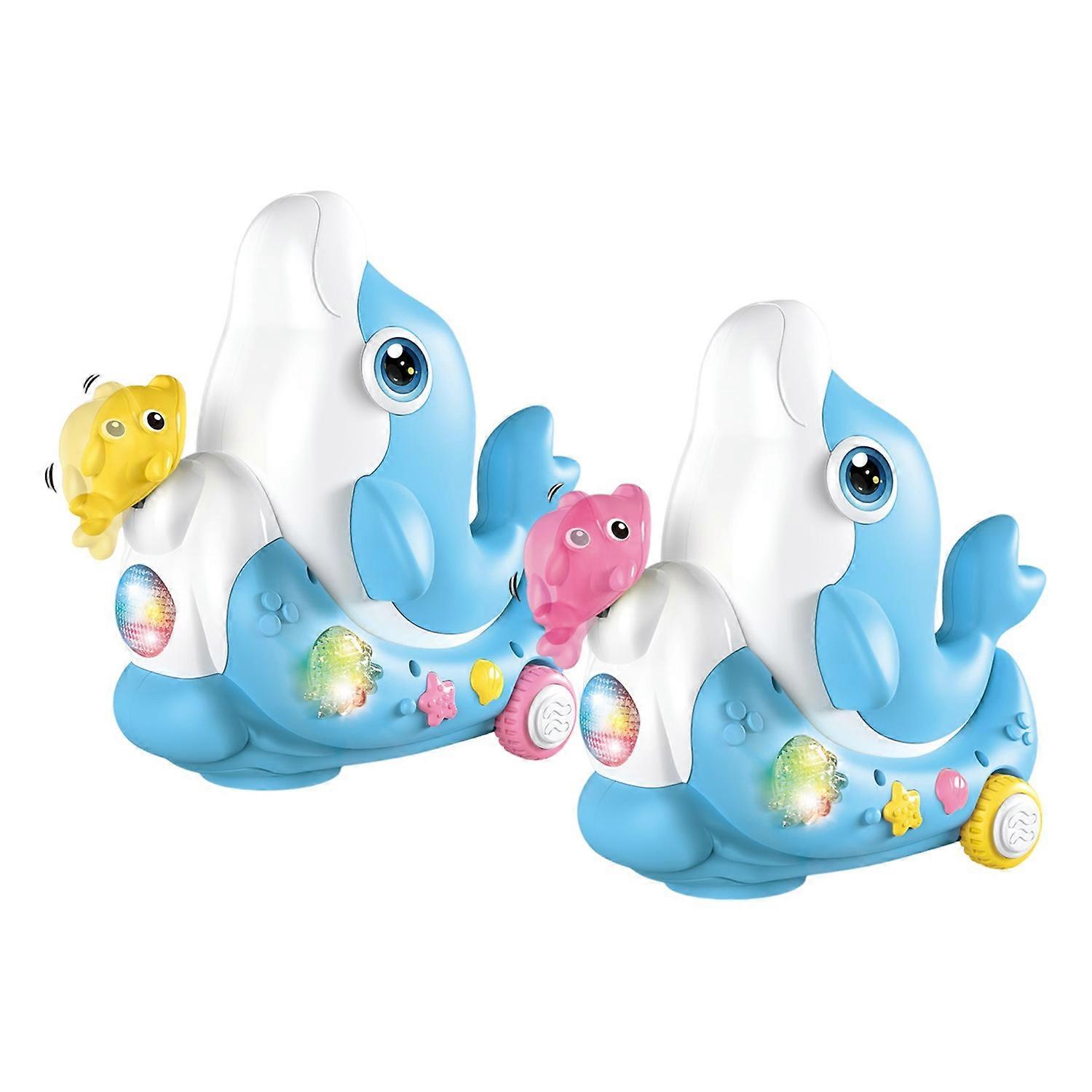 赤ちゃんブローイングボールイルカのおもちゃと音楽光ウォーキング動物車のおもちゃ早期教育海の動物
