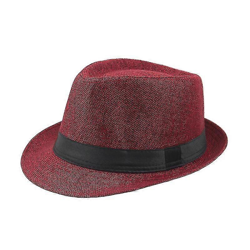 Men's Linen Solid Hat Summer Beach Jazz Hat Cowboy Fedora Hat For Men