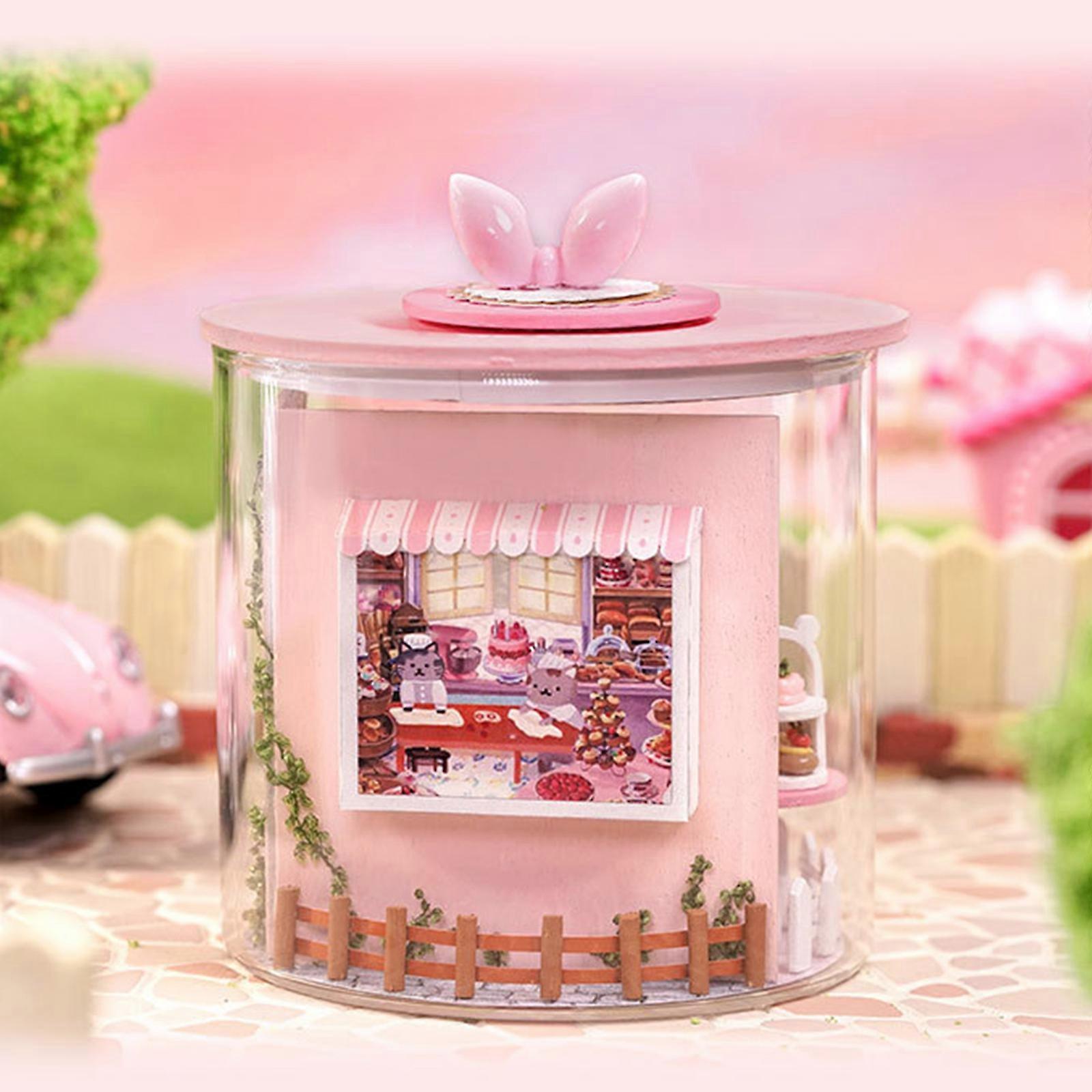 100% New, 3D Three-Dimensional Assembly Model-LED Light Doll House DIY House Dream Bottle