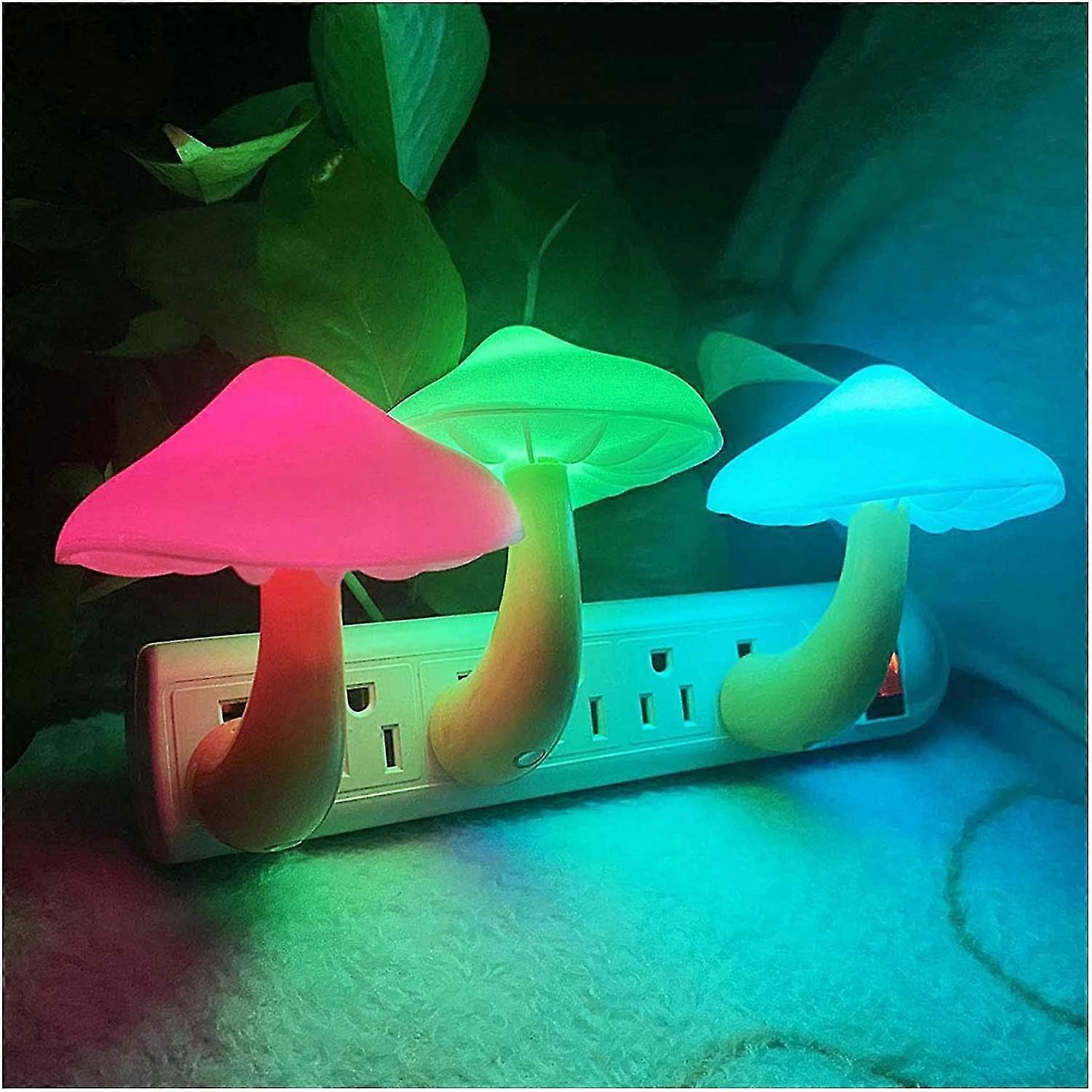 3 Pack Plug-in Led Pilz Nachtlicht Lampe mit Sensor 7-Farbe-yyc