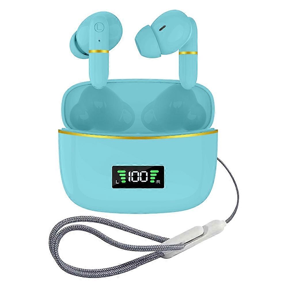 J2 Bluetooth 5.3 Wireless Earbuds Touch Control LED Display Earphone with Charging Case - Blue