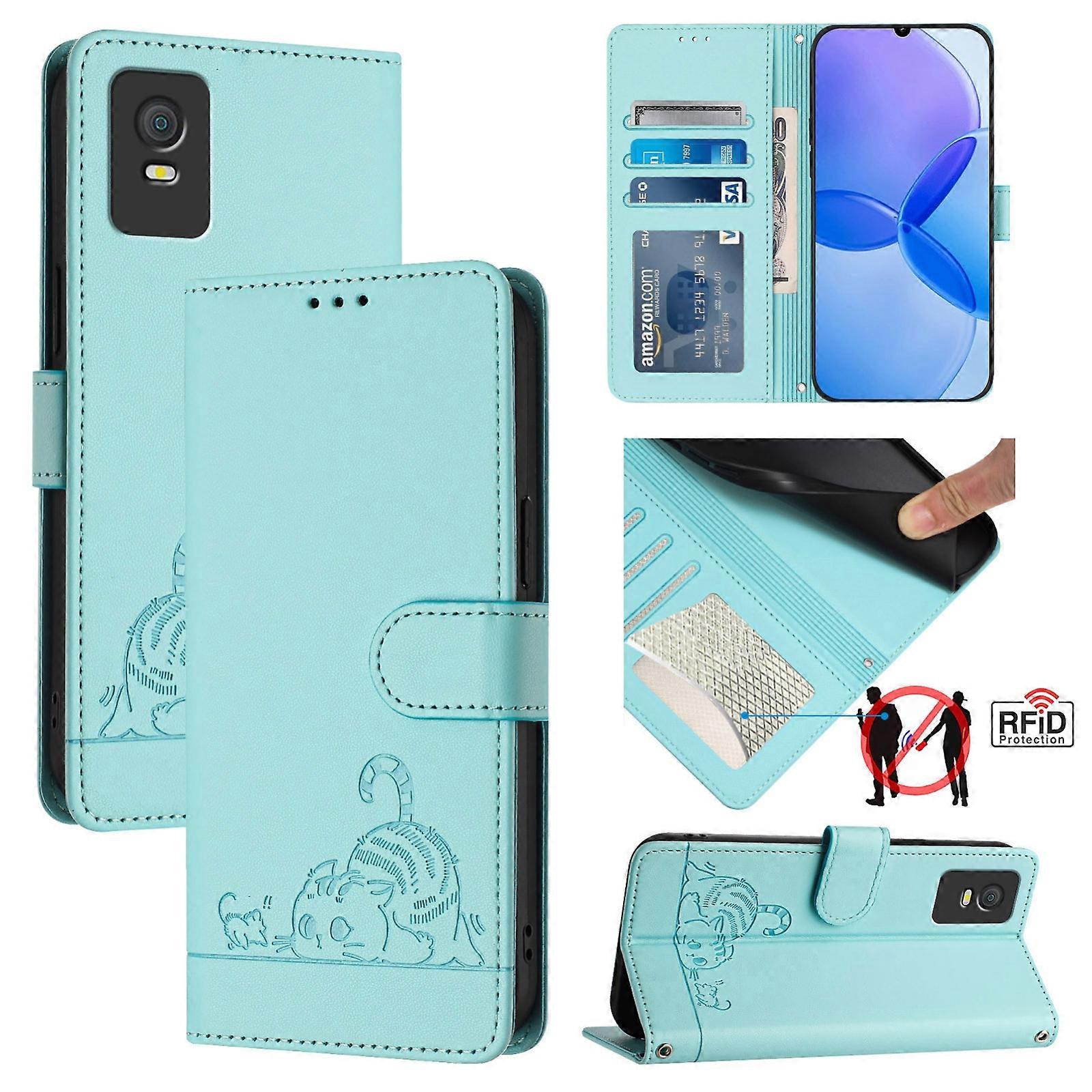 Cat Rat Pattern PU Case For TCL 403