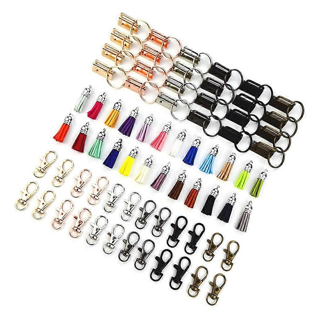 72pcs/set Diy Keychain Making with Tassel Pendant for Key Ring Clasps Jump Ring