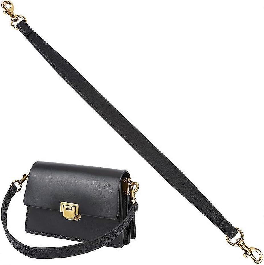 Cowhide Bag Straps with Swivel Eye Bolt Snap Hook Black 515x15.5~24x5mm
