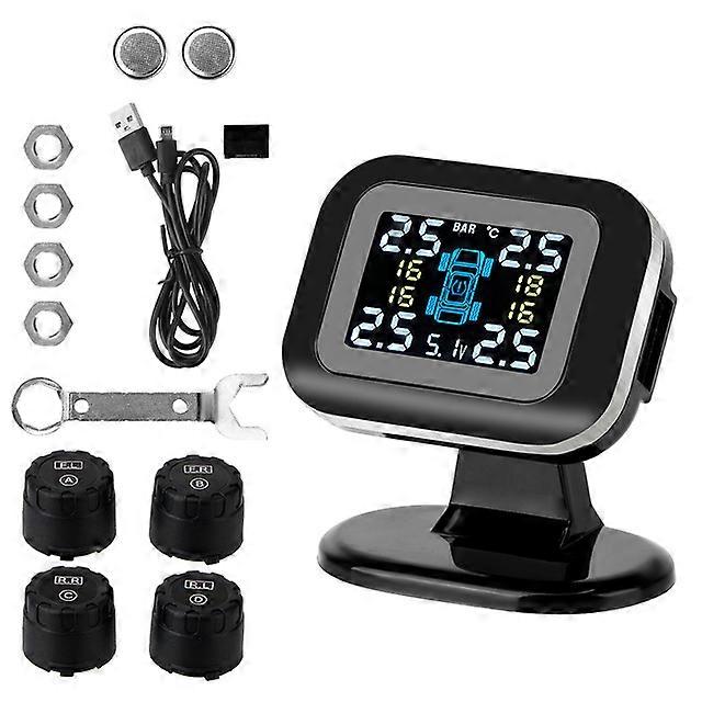 Car Tire Pressure Monitoring System USB TPMS LCD Display Wireless Auto Security Alarm Tester With External Sensors Tyre Test Kit