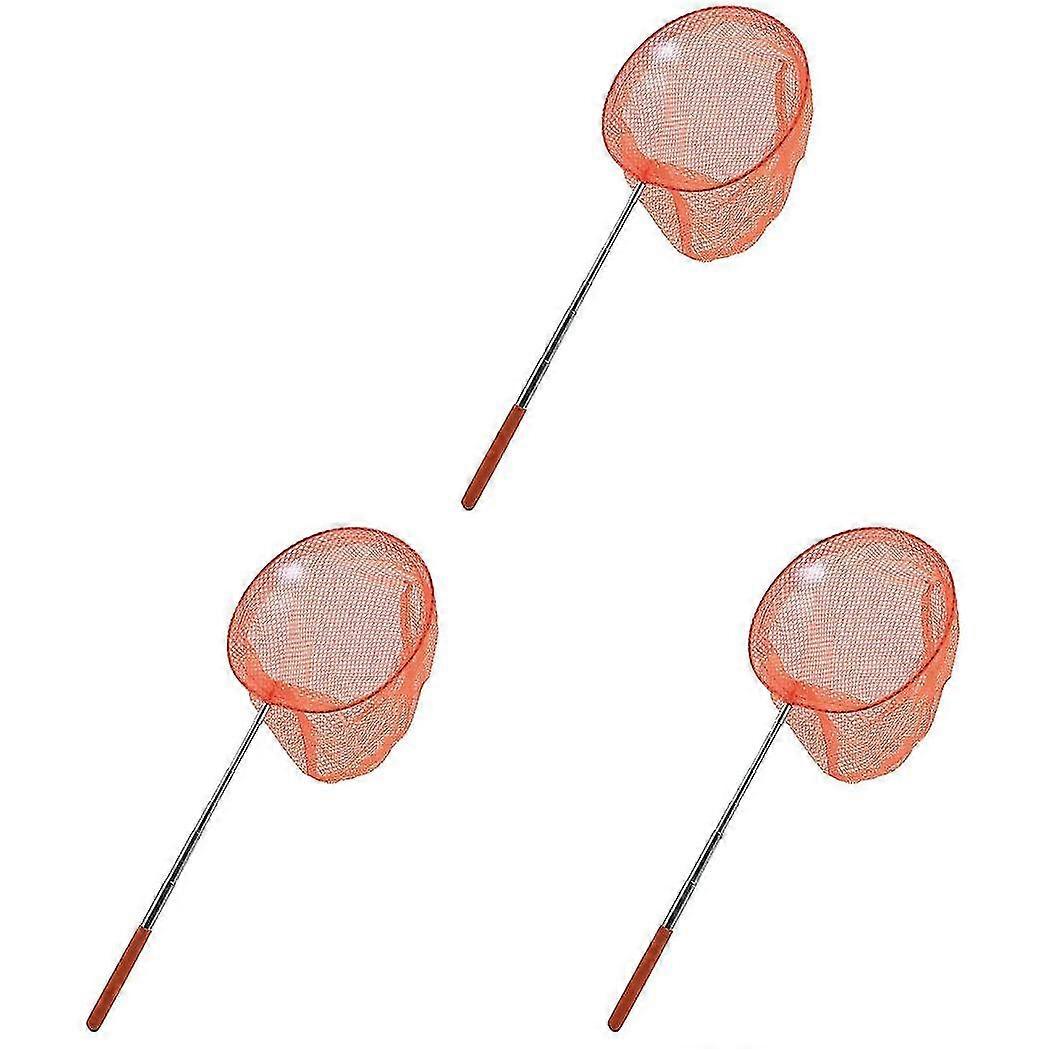 3x Outdoor Catching Catching Butterfly Net Fishing Net Bag Stainless Steel Telescopic Fishing Net