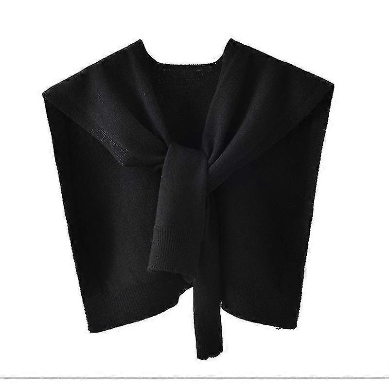 Shawl Shawl Solid Color Knitted Shawl Scarf Black