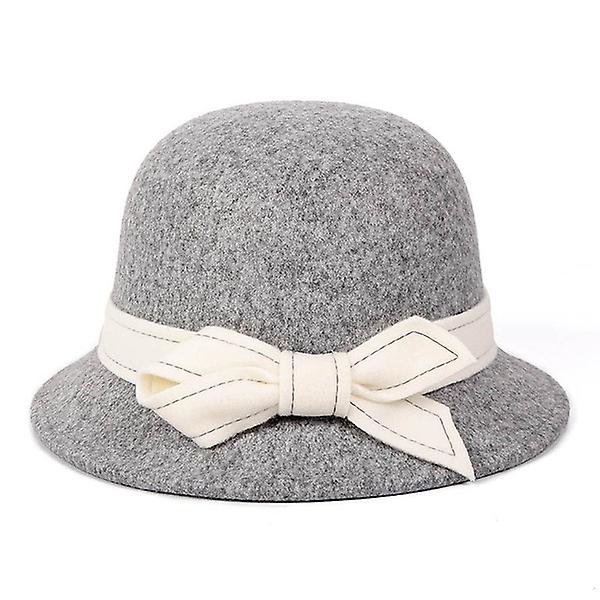Elegant Bow Solid Gray Sombrero Hat Vintage