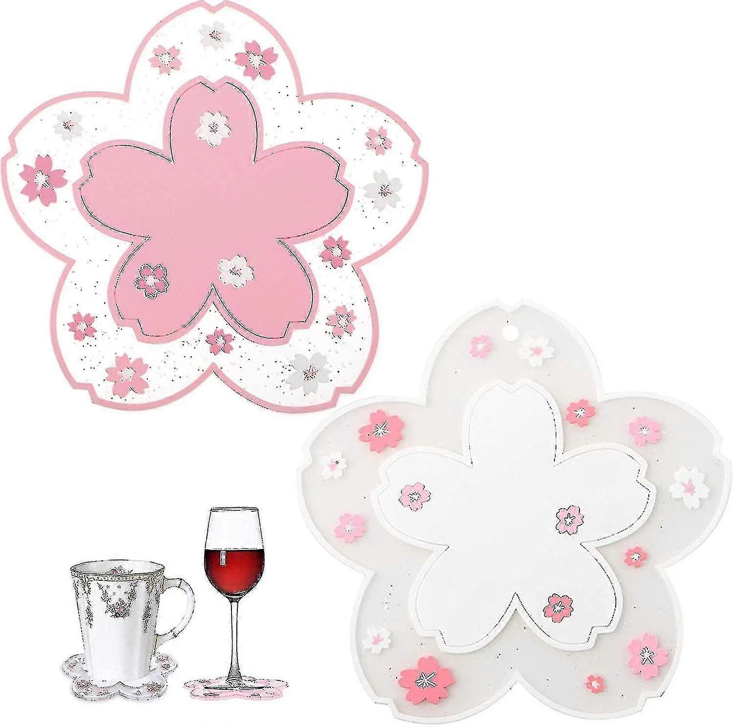 2 Piece Silicone Coasters Flower Shape Silicone Coasters