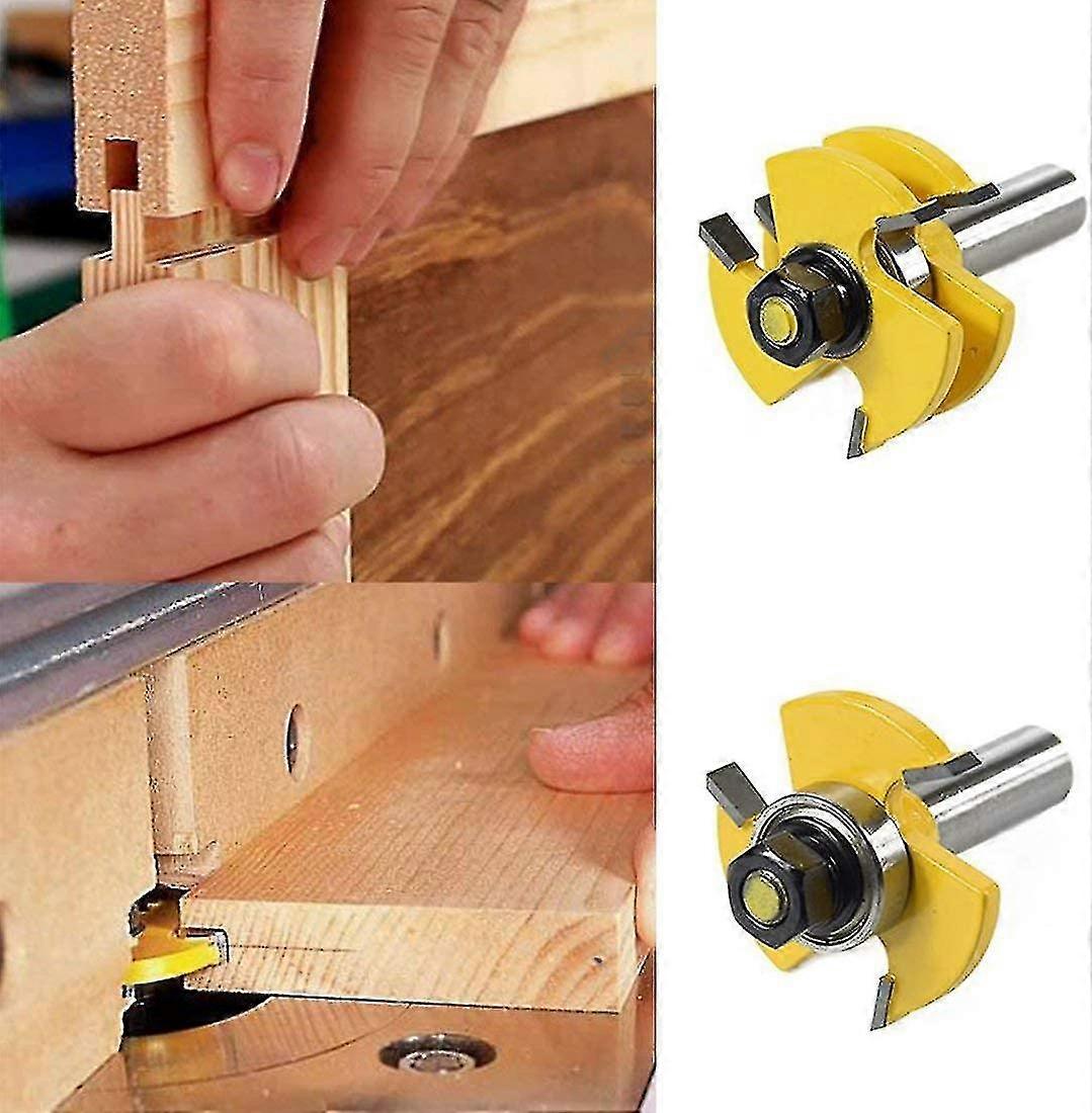 Tongue And Groove Router Bit Tool Set 1/2 Inch Shank With 45&deg;lock Miter Bit 1/2 Inch Shank T Shape Milling Cutter For Doors Tables Shelves Diy Woo