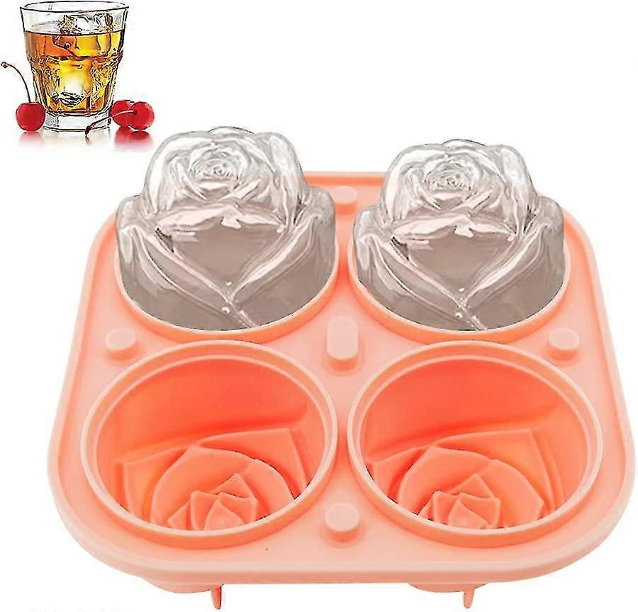 Koomall 2.4 Inch Large Rose Ice Cube Trays Silicone Round Ice Cube Mold Bpa Free Ice Trays For Freezer With Lid Ice Ball Maker Mold For Whiskey Cockta