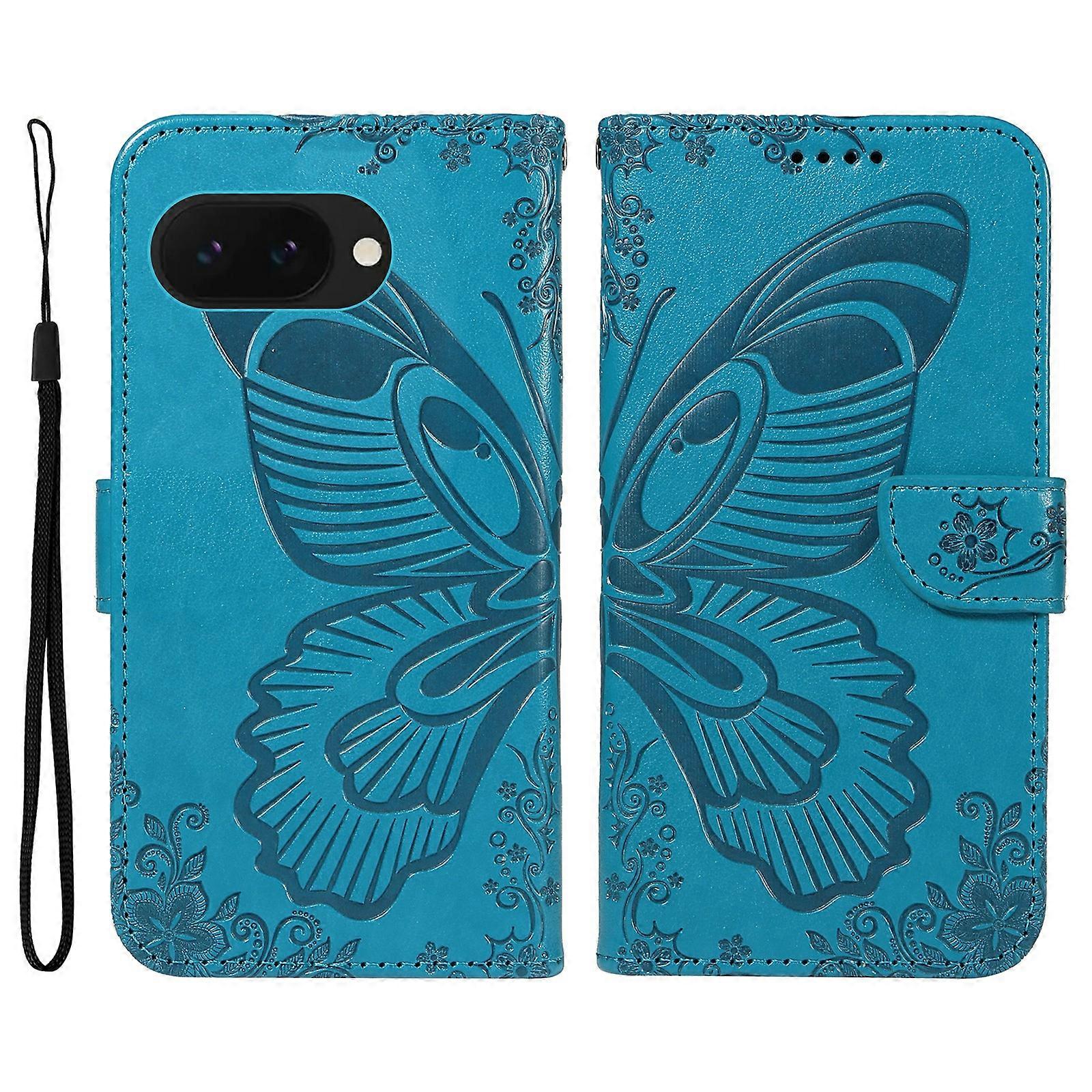 For Google Pixel 9a Case Butterfly Pattern Leather Wallet Flip Phone Cover