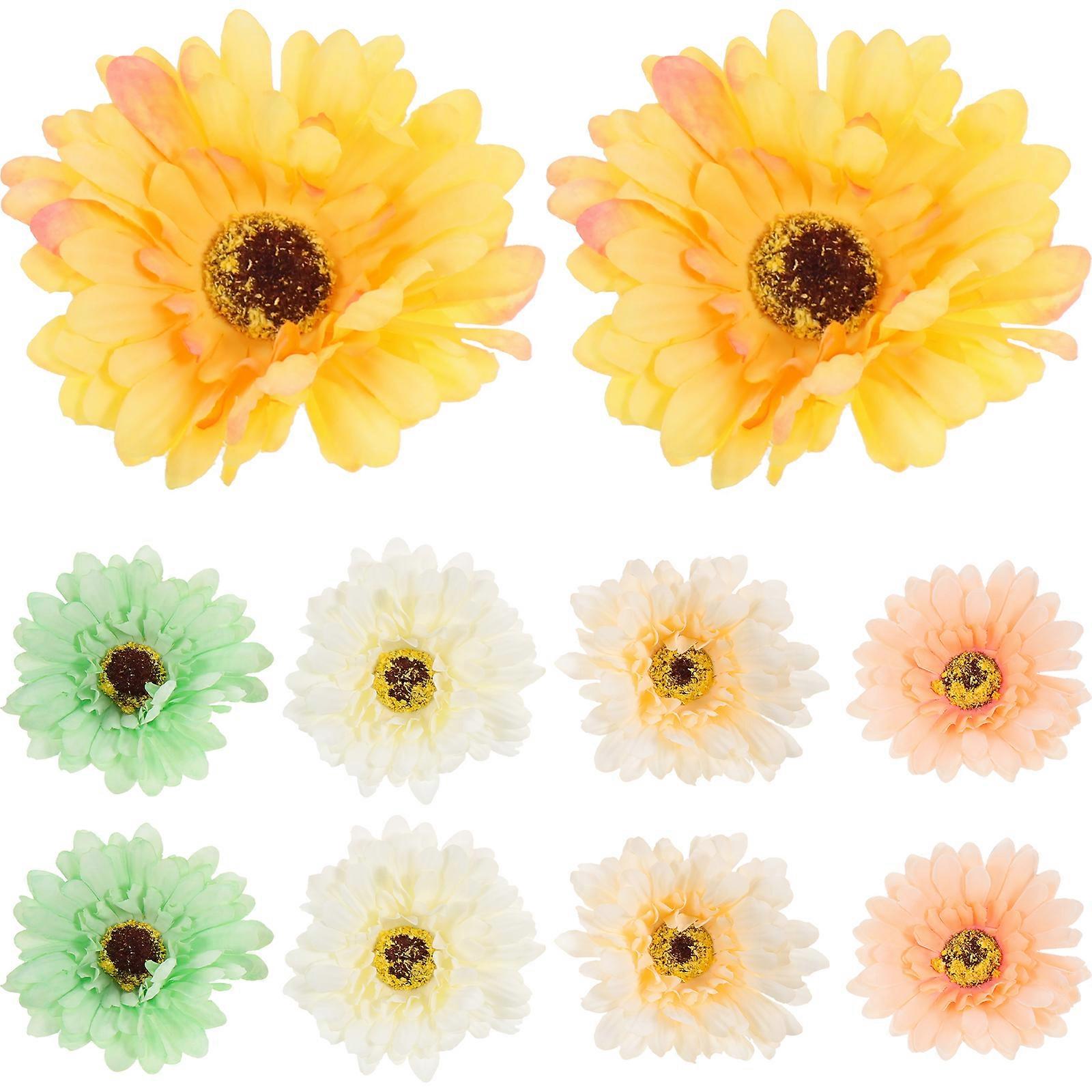 10pcs falso artificial seda gerbera crisântemo margarida flor grampo de cabelo material