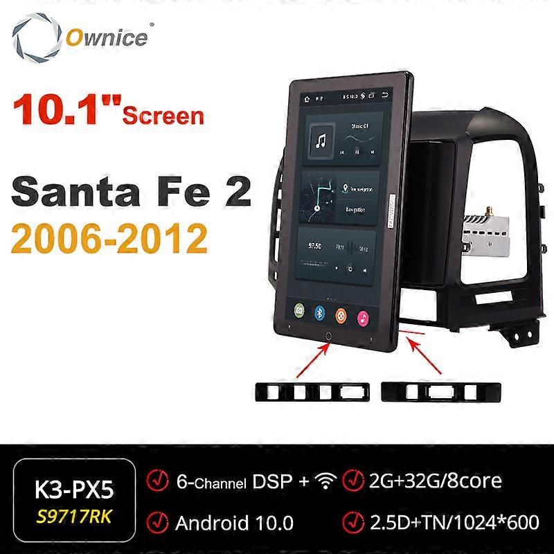 Tesla style PX6 Android 10 Car DVD Player Auto Rotatable Navigation GPS Multimedia Stereo Radio For Hyundai Santa Fe 2 2006-2012