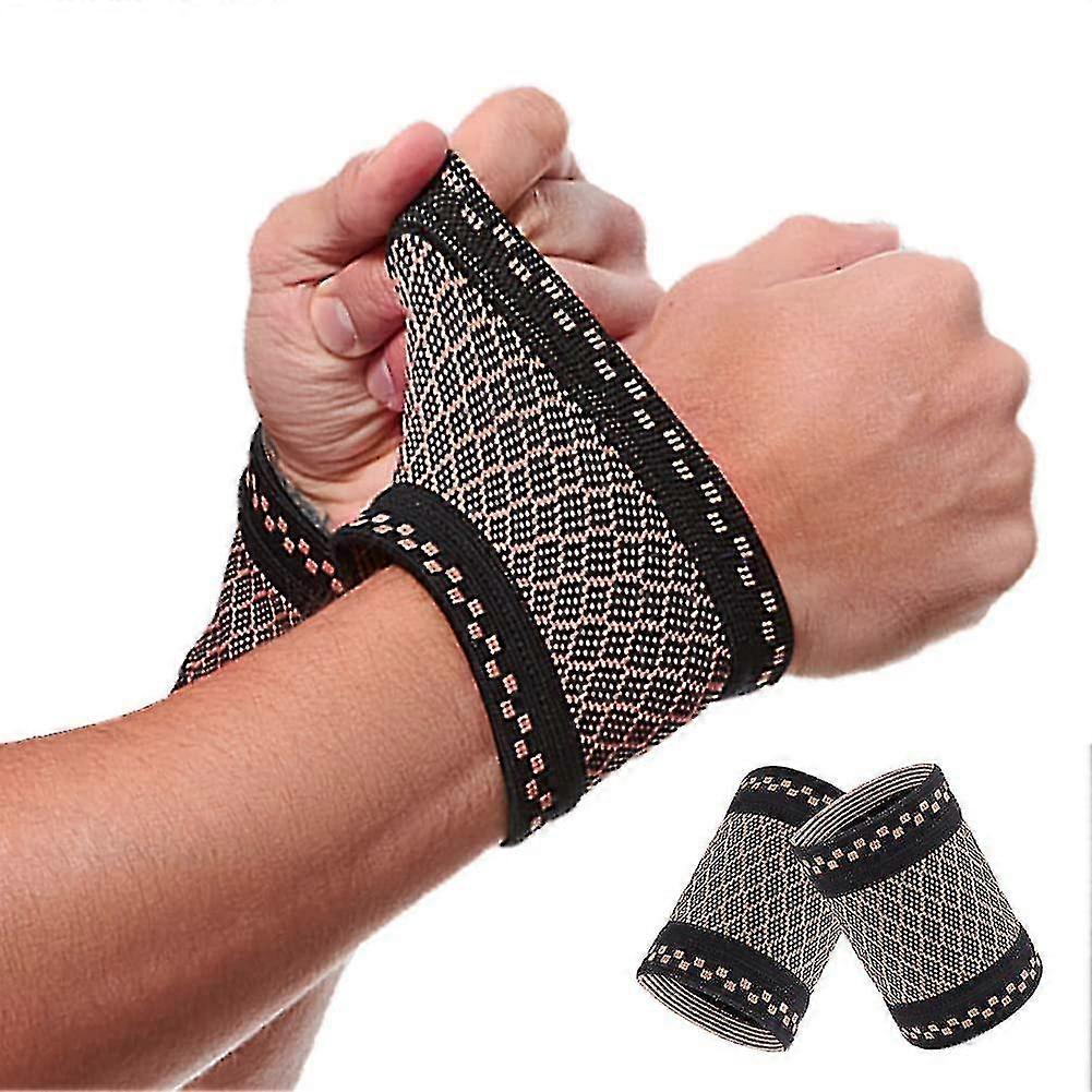 2pcs Copper Wrist Compression Brace, Elastic Wrist Support Sleeve Wrist Braces For Tendonitis, Arthritis Pain Relief