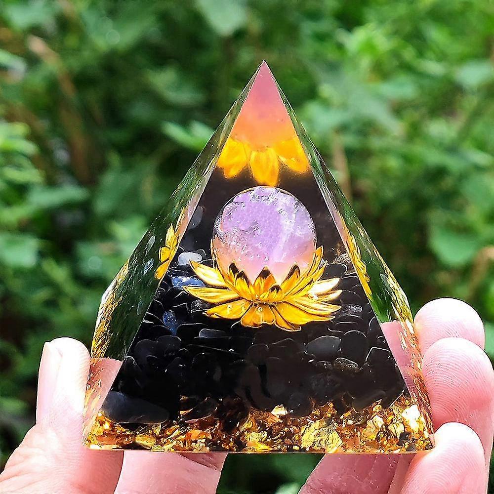 Energy Generator Orgone Pyramid Amethyst Peridot Healing Natural Crystal Reiki Chakra Generator Orgonite Pyramid Meditation Tool