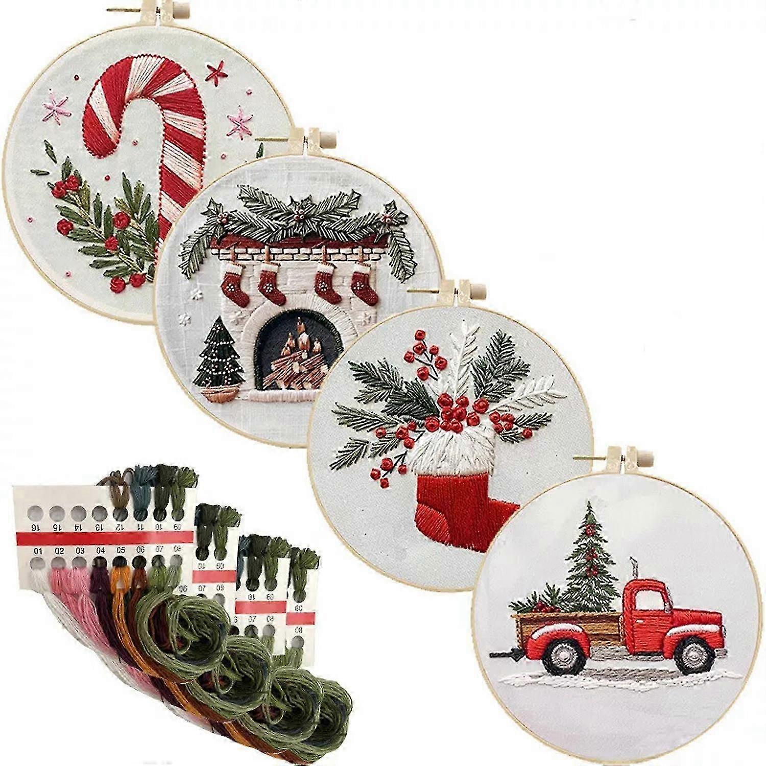 طقم تطريز عيد الميلاد ، مجموعات تطريز يدوية مختومة للمبتدئين البالغين