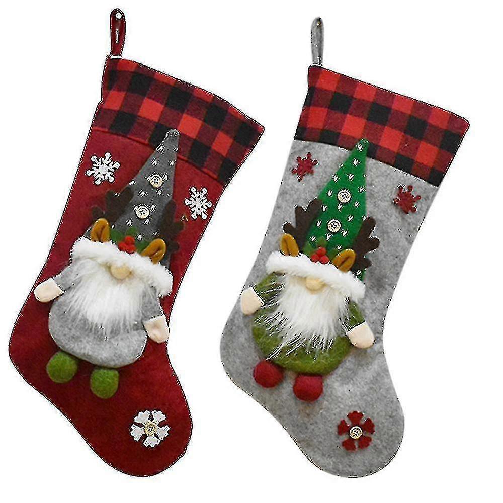 2-Pack 3D Gnomes Santa Christmas Stockings