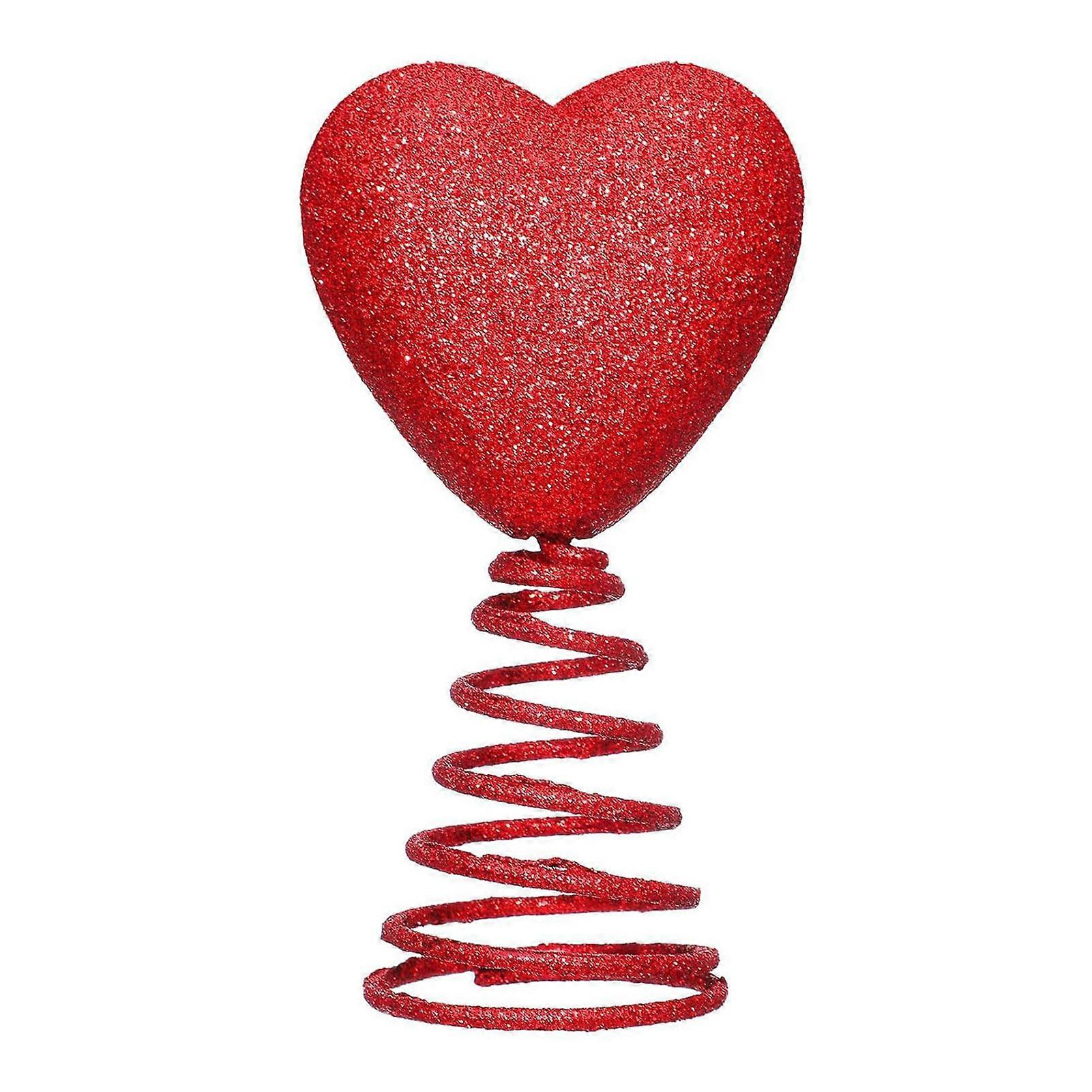 Tree Topper Heart Red Glitter Heart Ornament Valentine's Day Red Heart Tree Topper for Mini Valentine Trees Home Party Decor