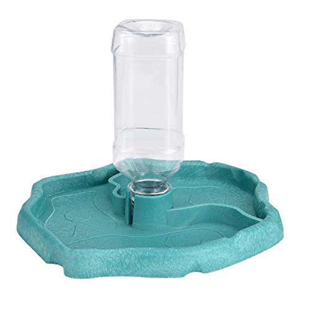 Reptile Water Dispenser, 2-In-1 Anti-Overflow Bowl Food Dispenser, Plastic Bowl For Land Turtle Gecko - Blue