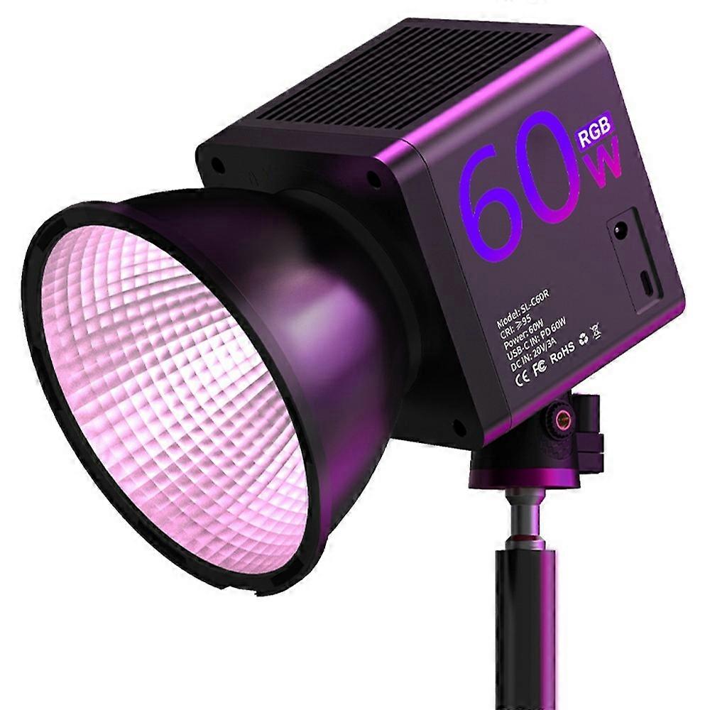 C60R Professional 60W Video Photography COB Fill Light RGB Stage Lamp, with 8 Batteries - UK Plug