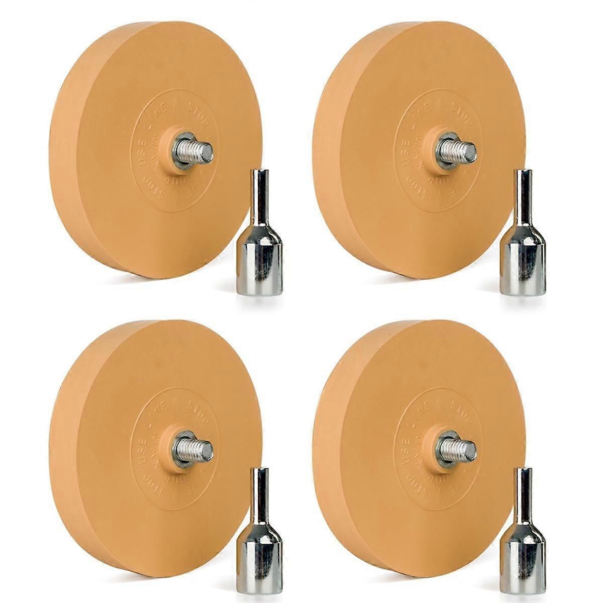 4 Pack 3.5 Inch Eraser Wheel Decal Remover Eraser Wheel Adhesive Remover with Adapter Rubber Eraser