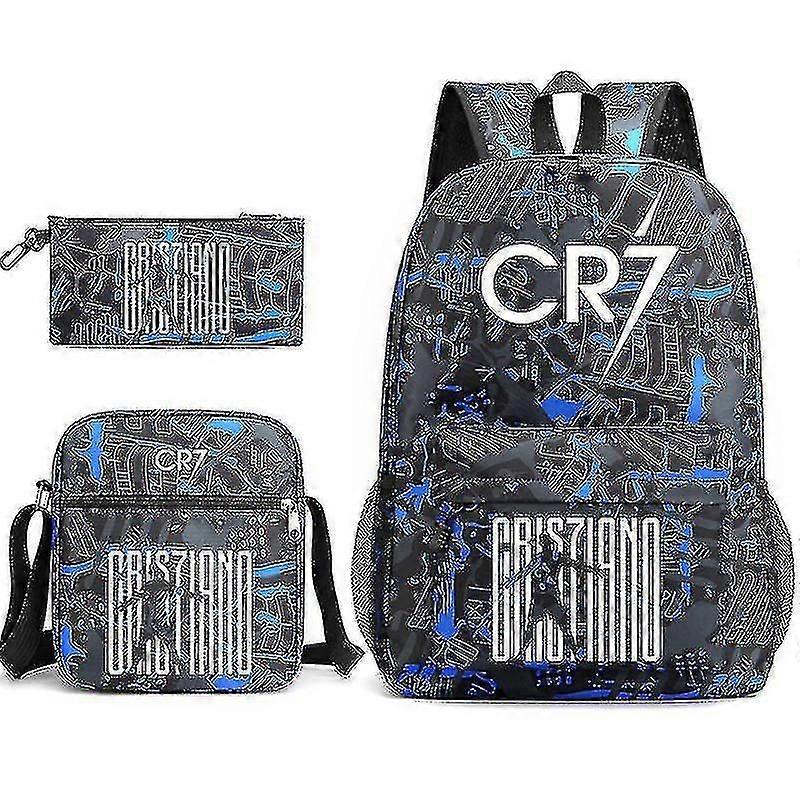 אופנה Cr7 3pcs סטים תרמיל Mochila חדש קיבולת תלמידים תיקי בית ספר תיק ספר תיק נסיעות-i