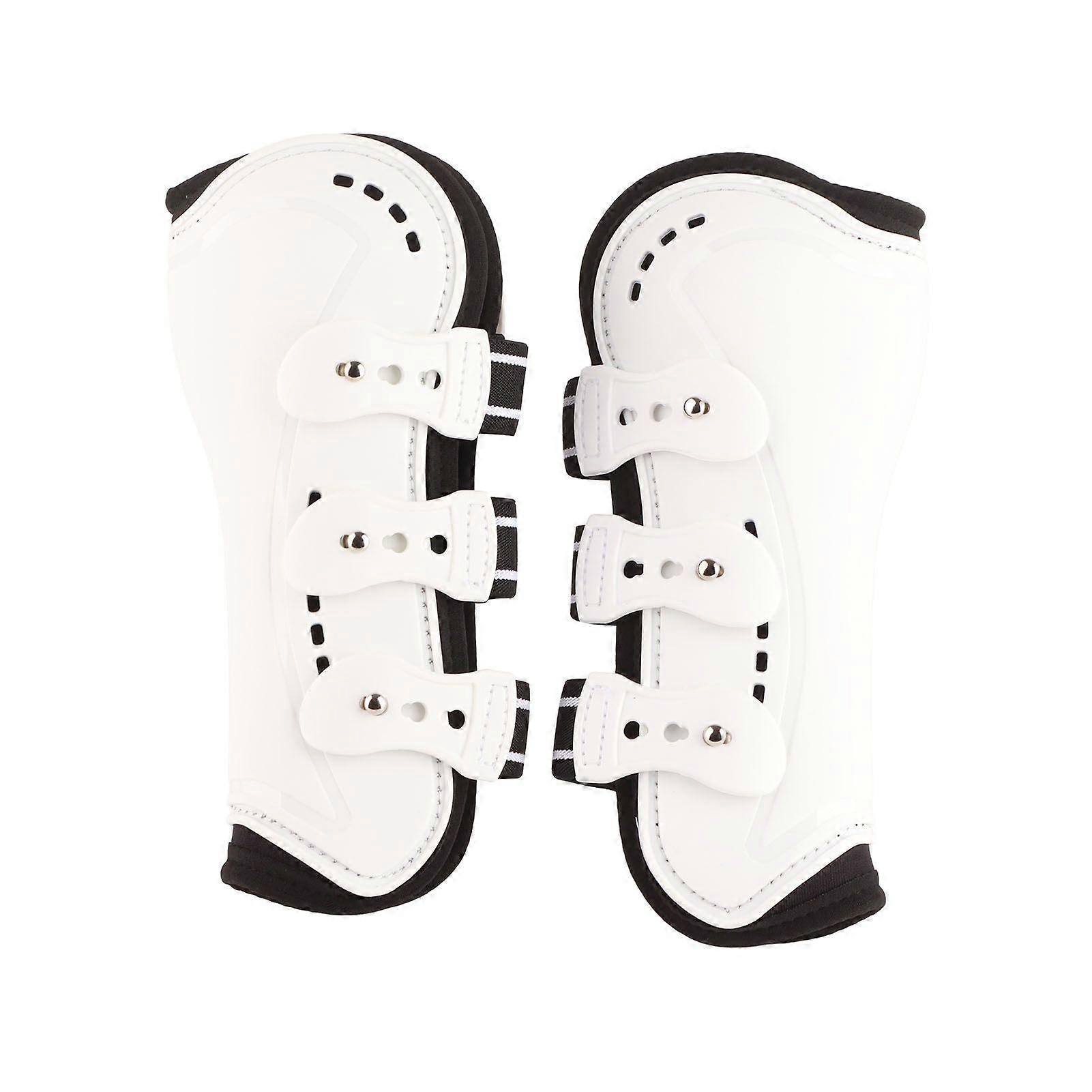 Horse Front Tendon Boots Adjustable Breathable Open Front Protective Horse Tendon Boots for Jumping White L