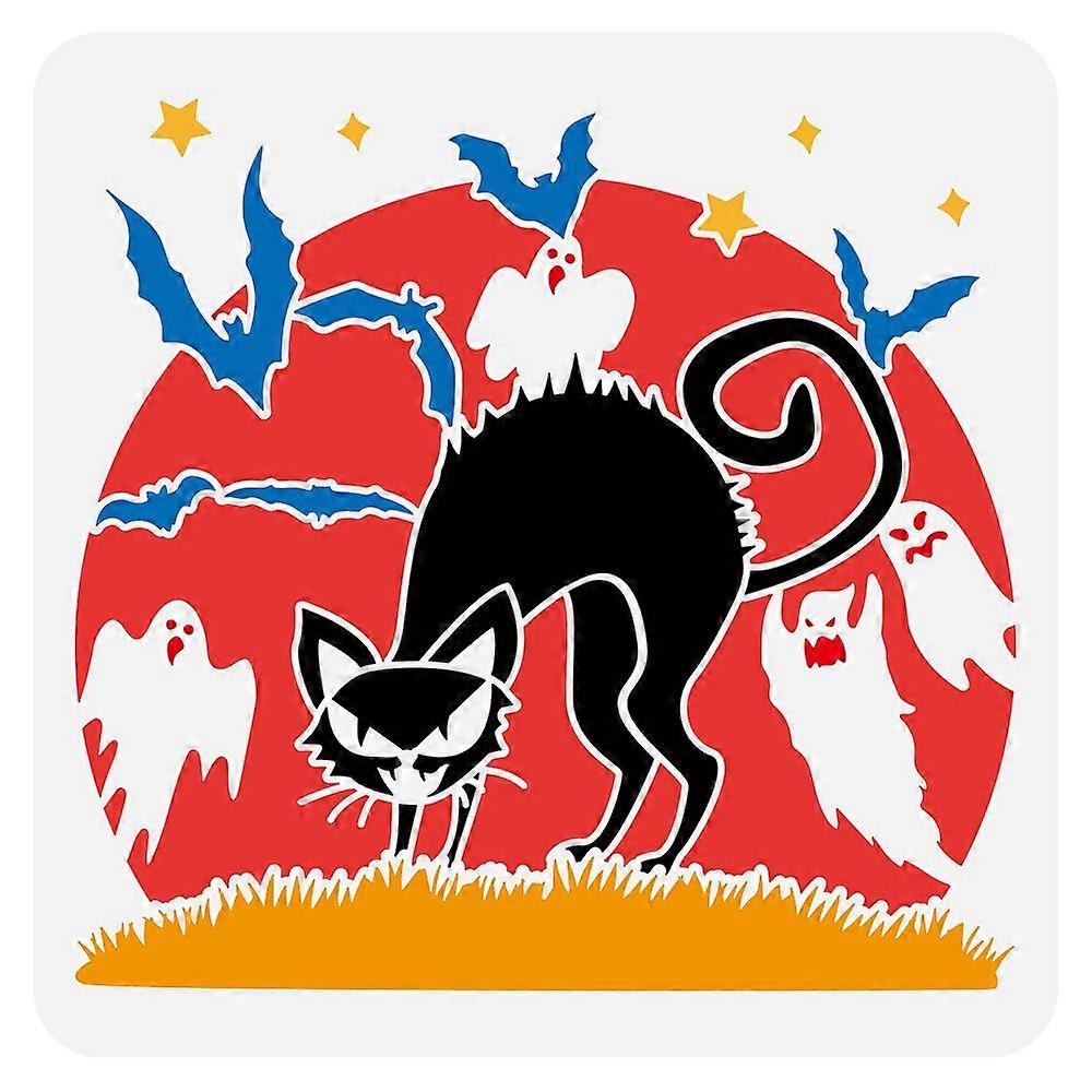 PET Hollow Out Drawing Painting Stencils for DIY Scrapbook Photo Album Cat Pattern 30x30cm