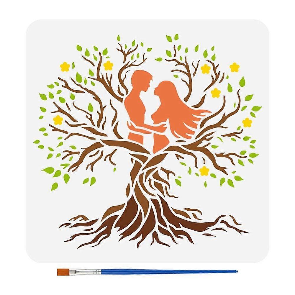 PET Hollow Out Drawing Painting Stencils for DIY Scrapbook Photo Album Tree 30x30cm