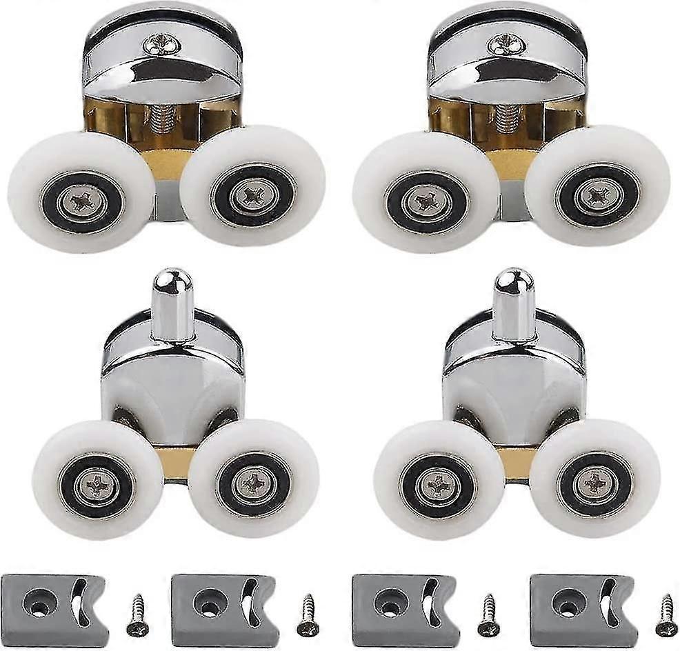 Shower Door Rollers,plastic,for Diy 4-6mm Glass,23mm Diameter(2 Upper Rollers And 2 Lower Rollers)(23mm)