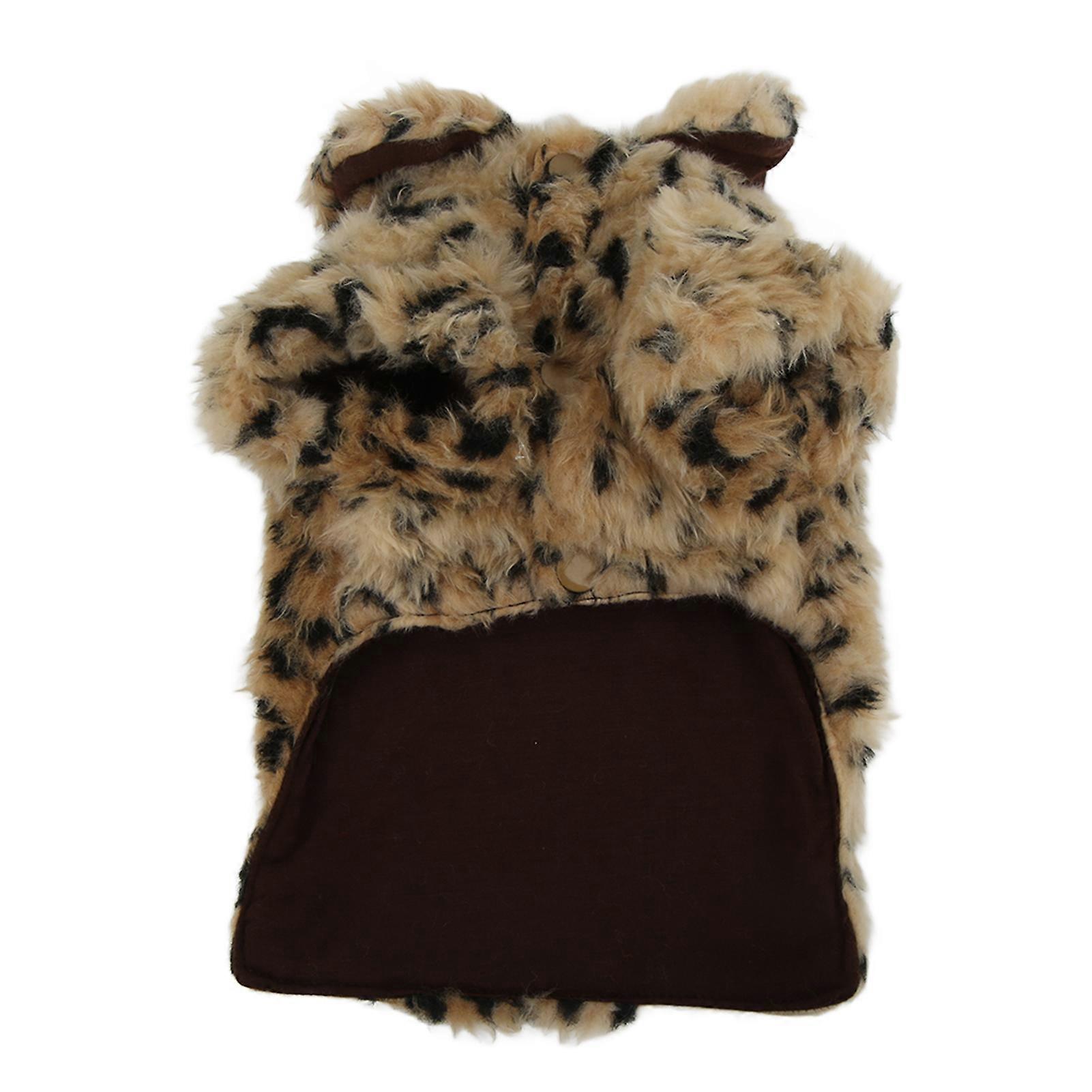 Pet Leopard Print Cloak Cute Retro Stylish Puppy Plush Jacket for Autumn and WinterXL