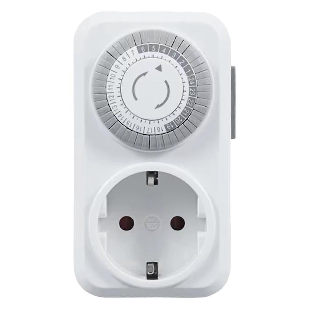 Timing Socket 24-Hours Cycle Switch Mechanical Timer Automatic Shutdown with Overload Protection 16A High-Power EU Plug
